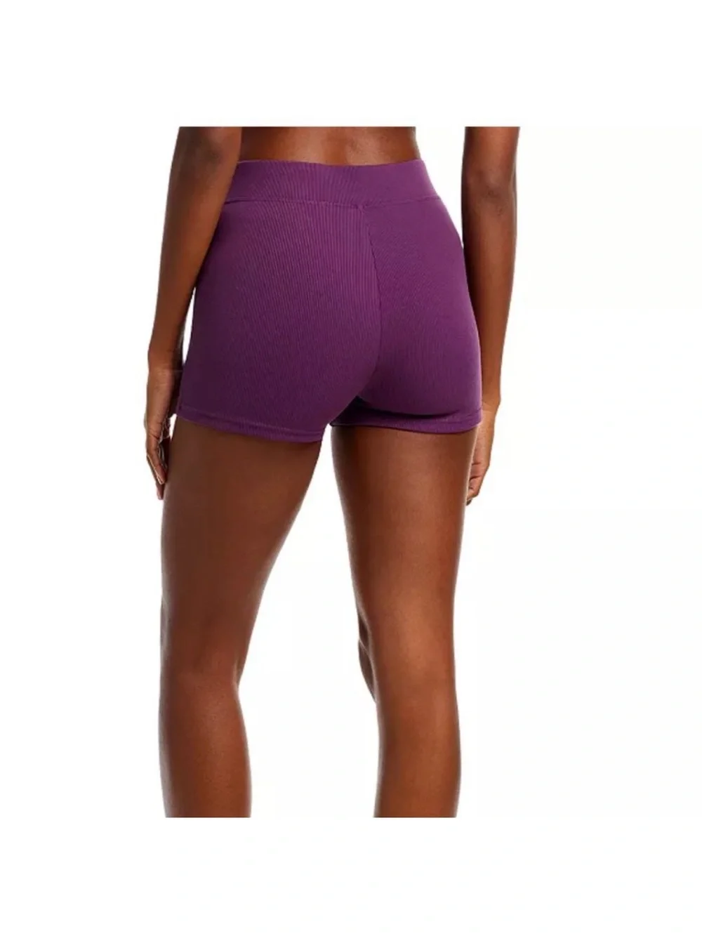 ALO Yoga Ribbed High-Waist Deep Plum Shorts Large